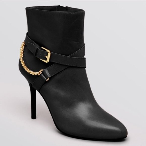 Lauren Ralph Lauren Shoes - Lauren Ralph Lauren Laurie Chain Leather Booties, 8.5